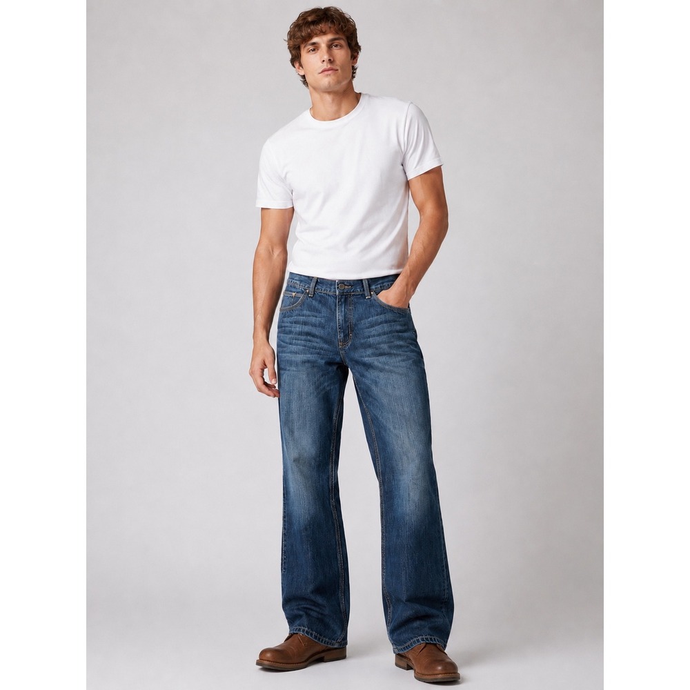 Wrangler Retro Relaxed Bootcut Jeans Mens 33x34 Blue Medium Wash WLT20MR Denim